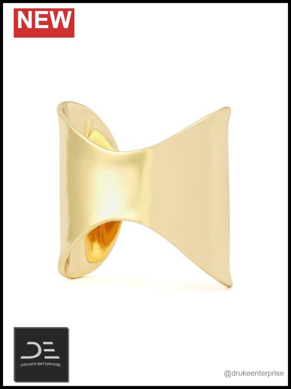 Vintage Geometric Cuff Bracelet Gold Metal Modern Statement Slip-on